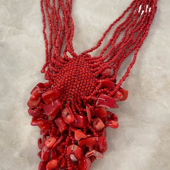 Boho chic multi strand coral necklace - Picture 6 of 8